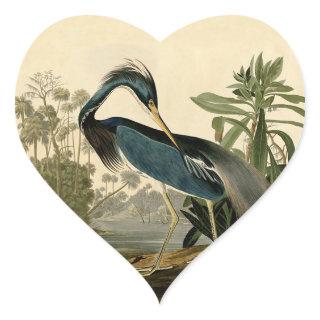 Audubon Louisiana Heron Birds America Art Heart Sticker