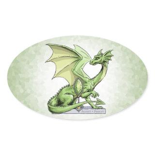 August’s Birthstone Dragon: Peridot Oval Sticker