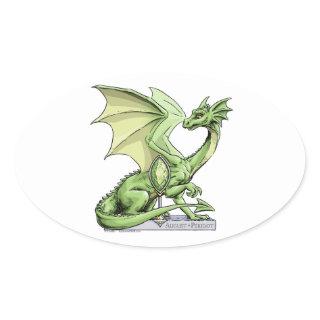 August’s Birthstone Dragon: Peridot Oval Sticker