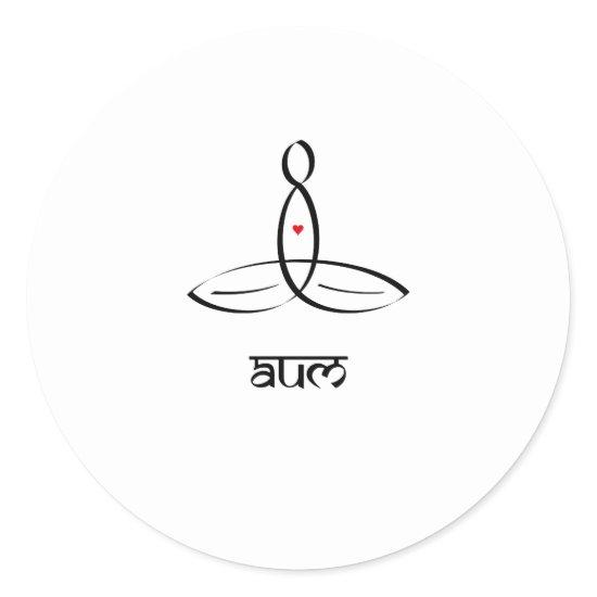 Aum - Black Design with Sanskrit style text Classic Round Sticker