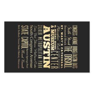 Austin City of Texas State Typography Art Rectangular Sticker