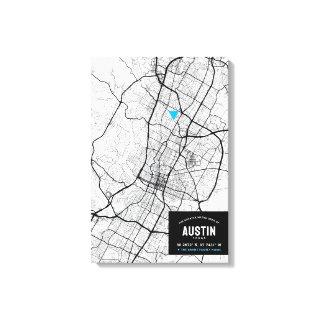 Austin, Texas City Map + Mark Your Location Canvas Print