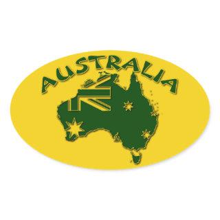 Australia green and gold oval sticker