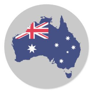 AUSTRALIA MAP AND FLAG BLUE CLASSIC ROUND STICKER