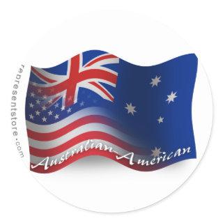 Australian-American Waving Flag Classic Round Sticker