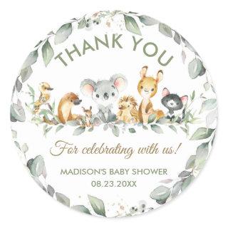 Australian Animals Birthday Baby Shower Favor  Classic Round Sticker