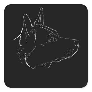 Australian Cattle Dog  | Line Art | Gift Idea Square Sticker