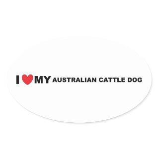 australian cattle dog love oval sticker