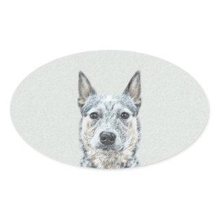 Australian Cattle Dog Painting - Cute Original Art Oval Sticker