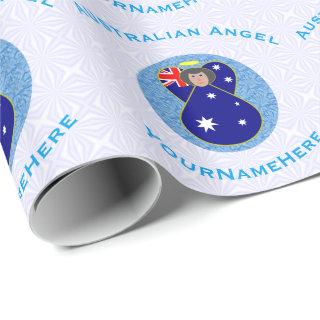 Australian Flag Angel in Blue Circle on White