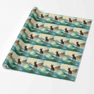 Australian Kelpie Beach Surfing Painting