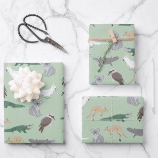 Australian Native Animals Eucalyptus Green Pattern  Sheets