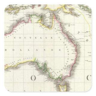 Austria and Indonesia Engraved Map Square Sticker