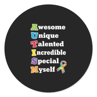 Autism Awareness Acronym Classic Round Sticker