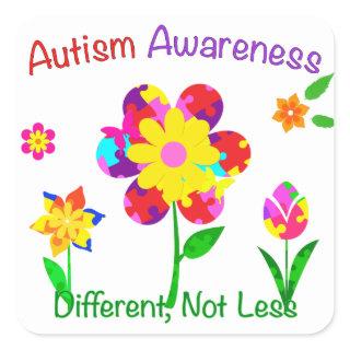 Autism Awareness Flowers Square Sticker