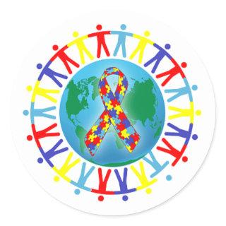 Autism Awareness Love Understand Support Custom  Classic Round Sticker