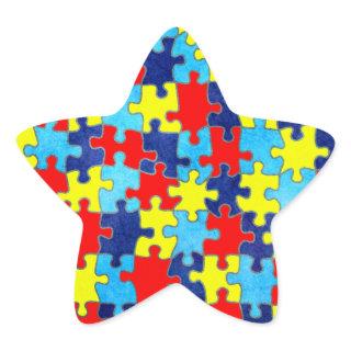 Autism Awareness-Puzzle by Shirley Taylor Star Sticker