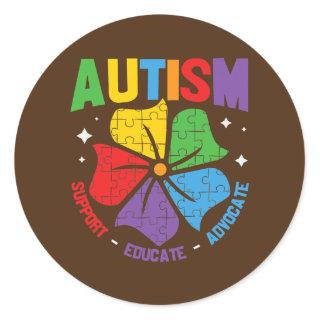 AUTISM AWARENESS Support Autism Kids for Mom Dad  Classic Round Sticker