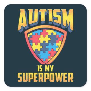 Autism is my Superpower Puzzles Shield Square Sticker