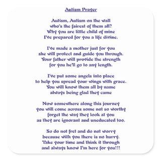Autism Prayer Square Sticker