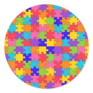 autism puzzle classic round sticker