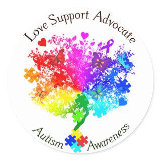 Autism Spectrum Tree Classic Round Sticker