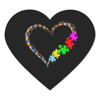 Autistic | Autism Awareness Heart Puzzle Piece Heart Sticker