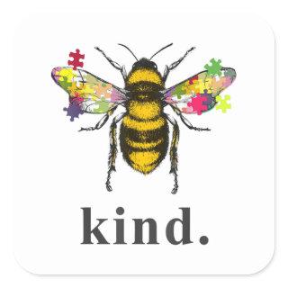 Autistic | Autism Be Kind Beekeeper Puzzle Piece Square Sticker