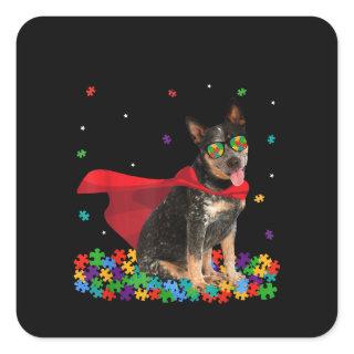 Autistic | Cool Australian Cattle Dog Hero Autism Square Sticker