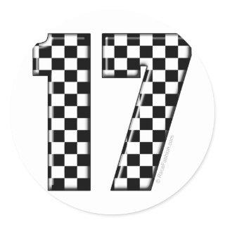 auto racing number 17 classic round sticker