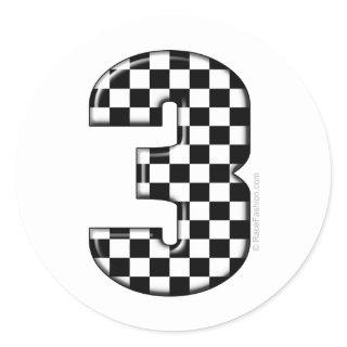 auto racing number 3 classic round sticker