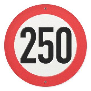 Autobahn Europe 250 kph Speed Sign Classic Round Sticker