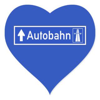 Autobahn, Traffic Sign, Germany Heart Sticker