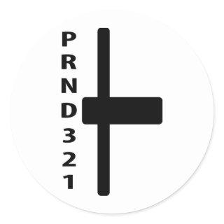 automatic gear-shift lever icon classic round sticker