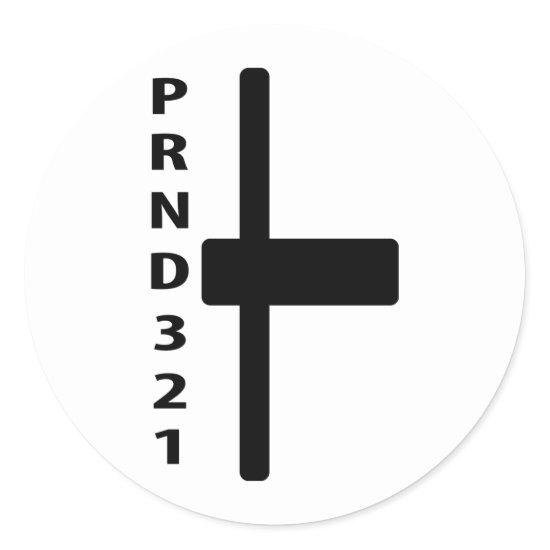 automatic gear-shift lever icon classic round sticker