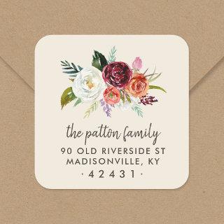 Autumn Boho Blooms Return Address Label