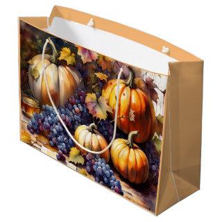 Autumn Bounty, pumpkins, Grapes honey Large Gift Bag