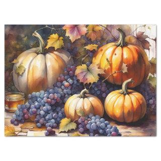Autumn Bounty, pumpkins, Grapes honey Tissue Paper