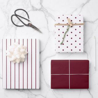 Autumn Burgundy Polka Dot and Striped and Solid  Sheets