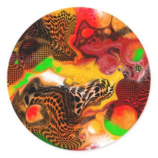 Autumn Colors Abstract Pour Painting Classic Round Sticker