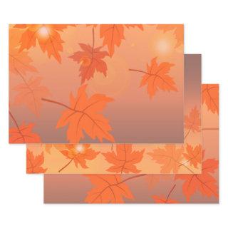 Autumn design with maple leaves and bokeh effect   sheets