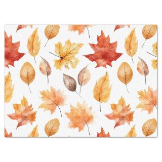 Autumn Fall Leaves Terracotta Brown Boho Pattern  Tissue Paper