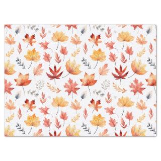 Autumn Fall Leaves Terracotta Brown Boho Pattern  Tissue Paper