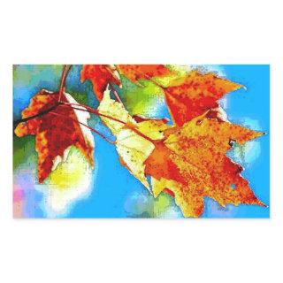 Autumn Falling Leaves Rectangular Sticker