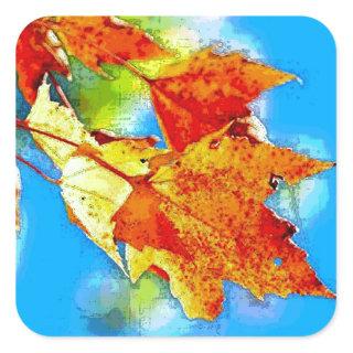 Autumn Falling Leaves Square Sticker