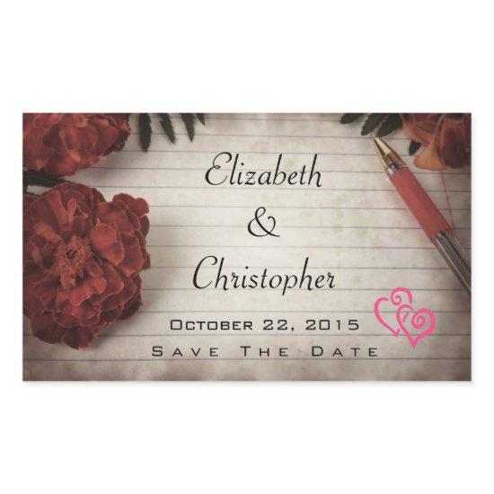 Autumn Floral Design Save The Date Wedding Rectangular Sticker