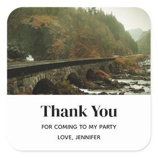 Autumn Forest and River Landscape Party Thank You Square Sticker