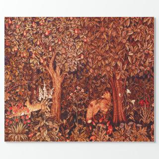 AUTUMN FOREST ANIMALS Hares,Fox,Red Brown Floral