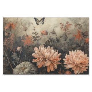 Autumn Halloween Pumpkin with Flowers Decoupage Tissue Paper