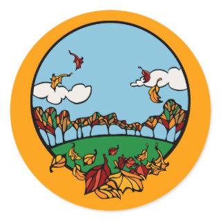 Autumn Landscape Scene Classic Round Sticker